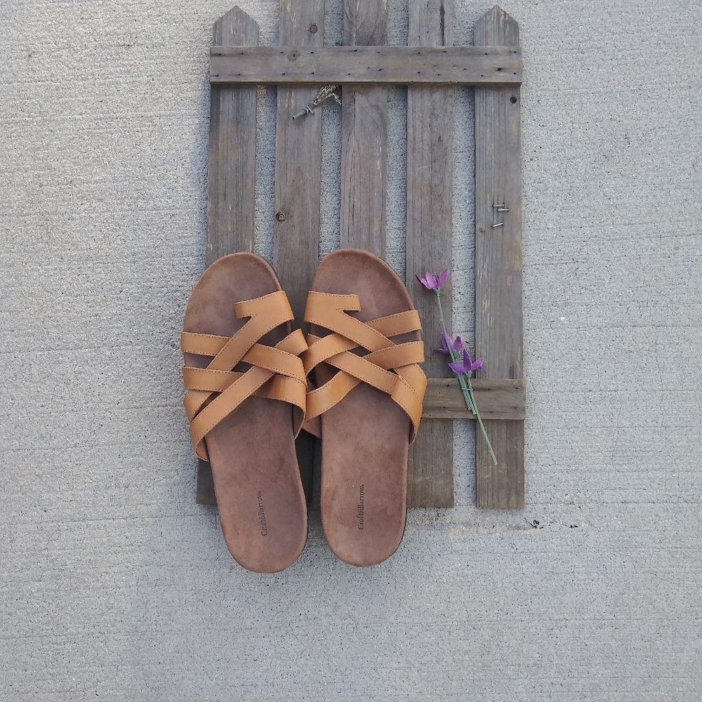 CROFT&BARROW Brown Criss Cross Sandals